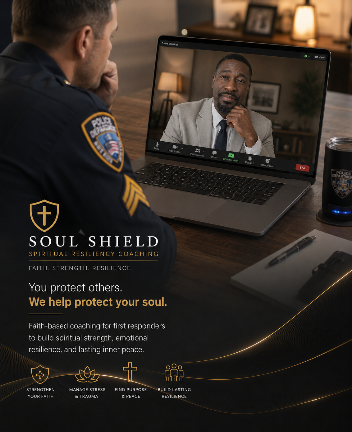 First responder officer with Soul Shield coaching — Soul Shield™ Support Program